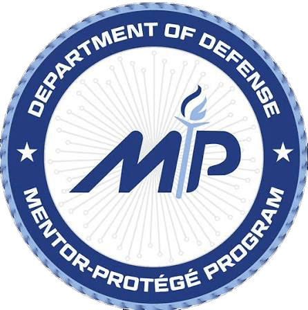Official logo of the Department of Defense Monitor-Protégé Program with torch and shield design.