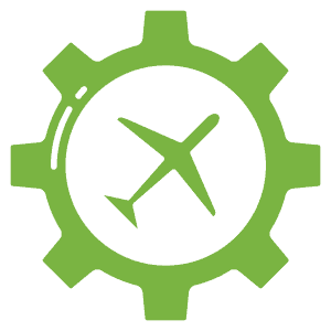 Green gear with clock symbol representing business efficiency and innovation.