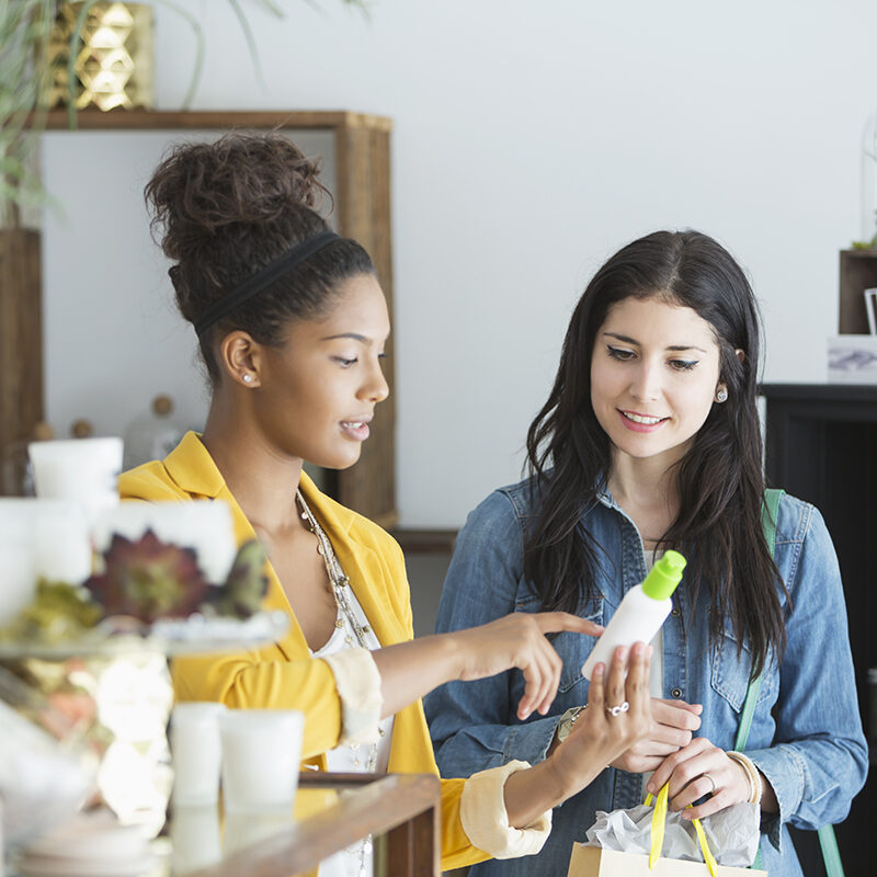 Young women in retail shop